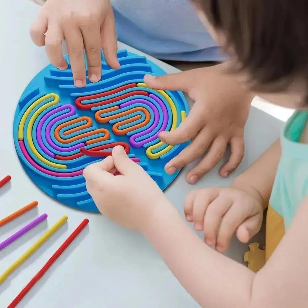 Sensorisch Siliconen Activiteitenbord 20x20cm Blauw 14 Strips Fidget Stressvermindering Fijnmotoriek Concentratie Kinderen Reizen | Sansoti