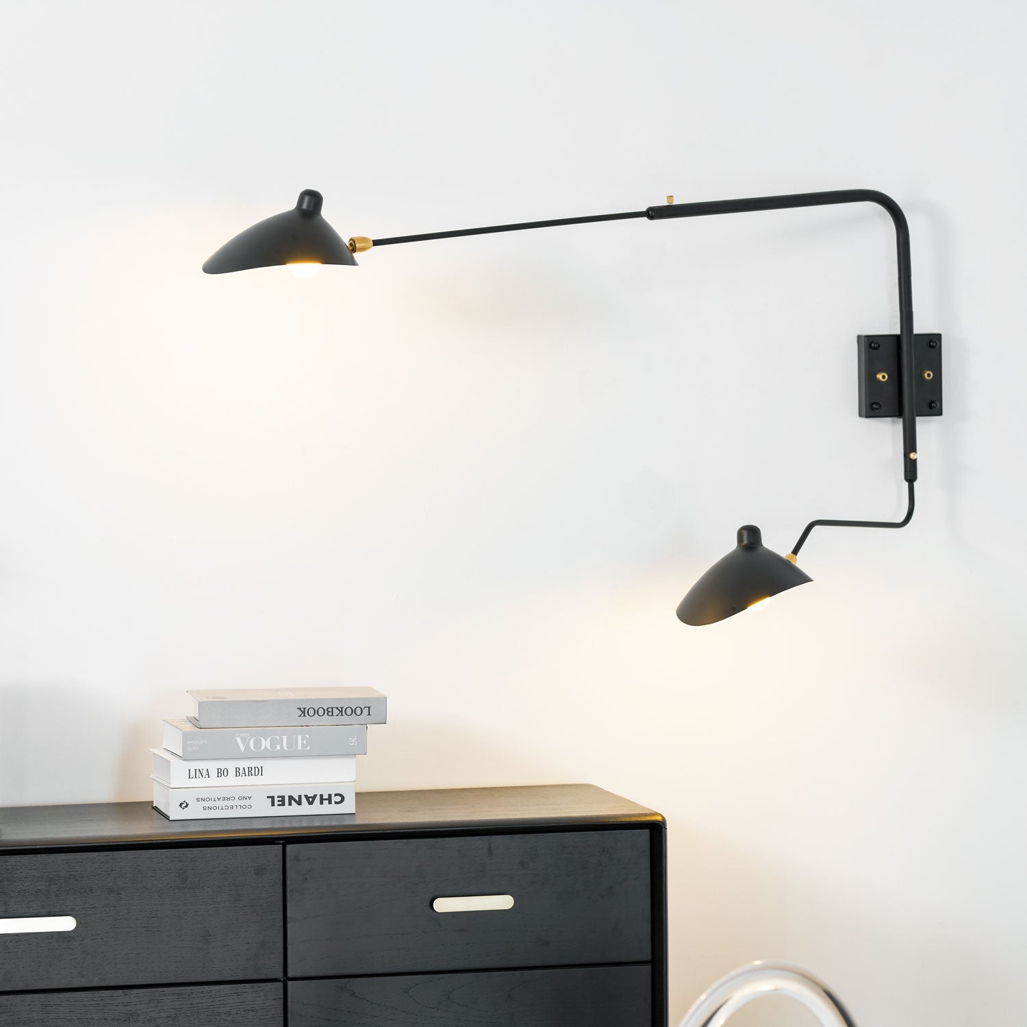 Wandlamp Verstelbaar Staal 1-Kops / 2-Kops 60-140 cm Modern Design Metaal Messing Chroom E26/E27 Fitting Instelbare Kap Richtbaar Licht Interieur | Sansoti