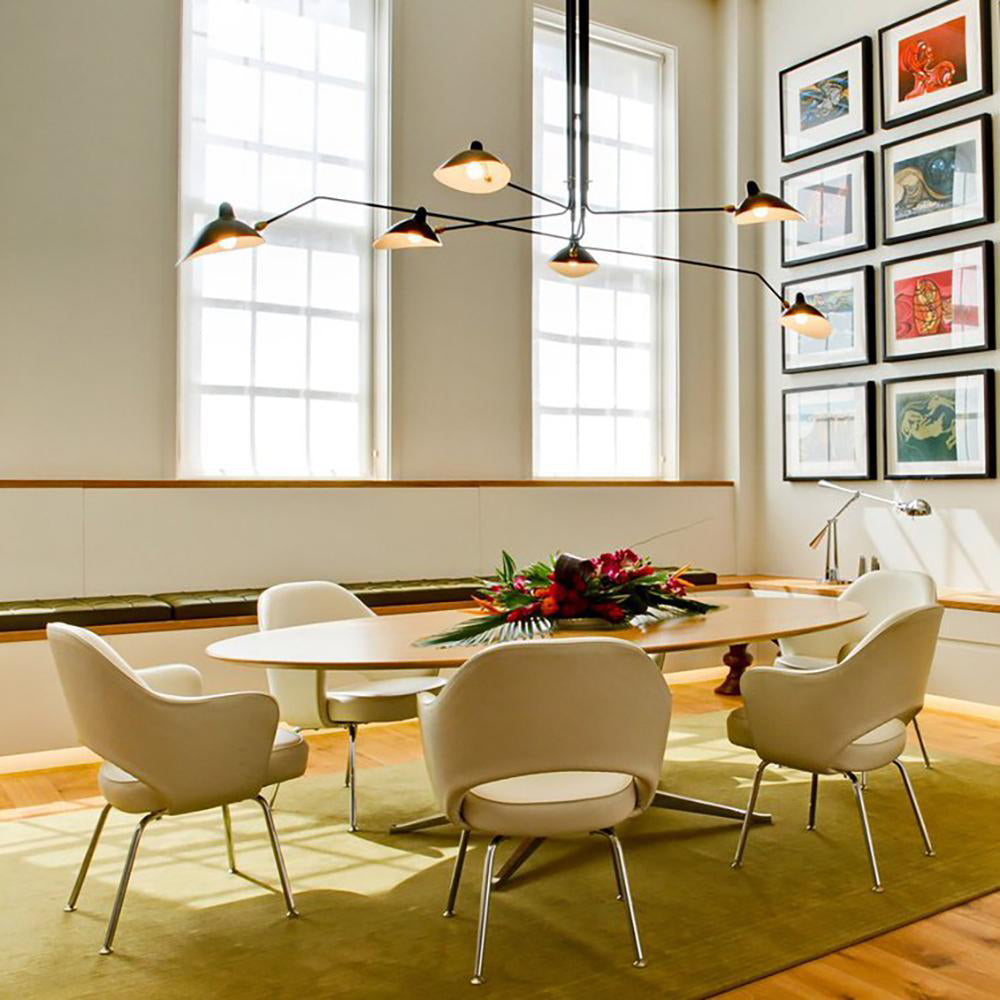Plafondlamp Spider 3 Armen Mid-Century Modern Messing Verstelbaar Zwart Wit Grote Ruimte Restaurant Loft Stalen Armatuur Geïnspireerd Design | Sansoti