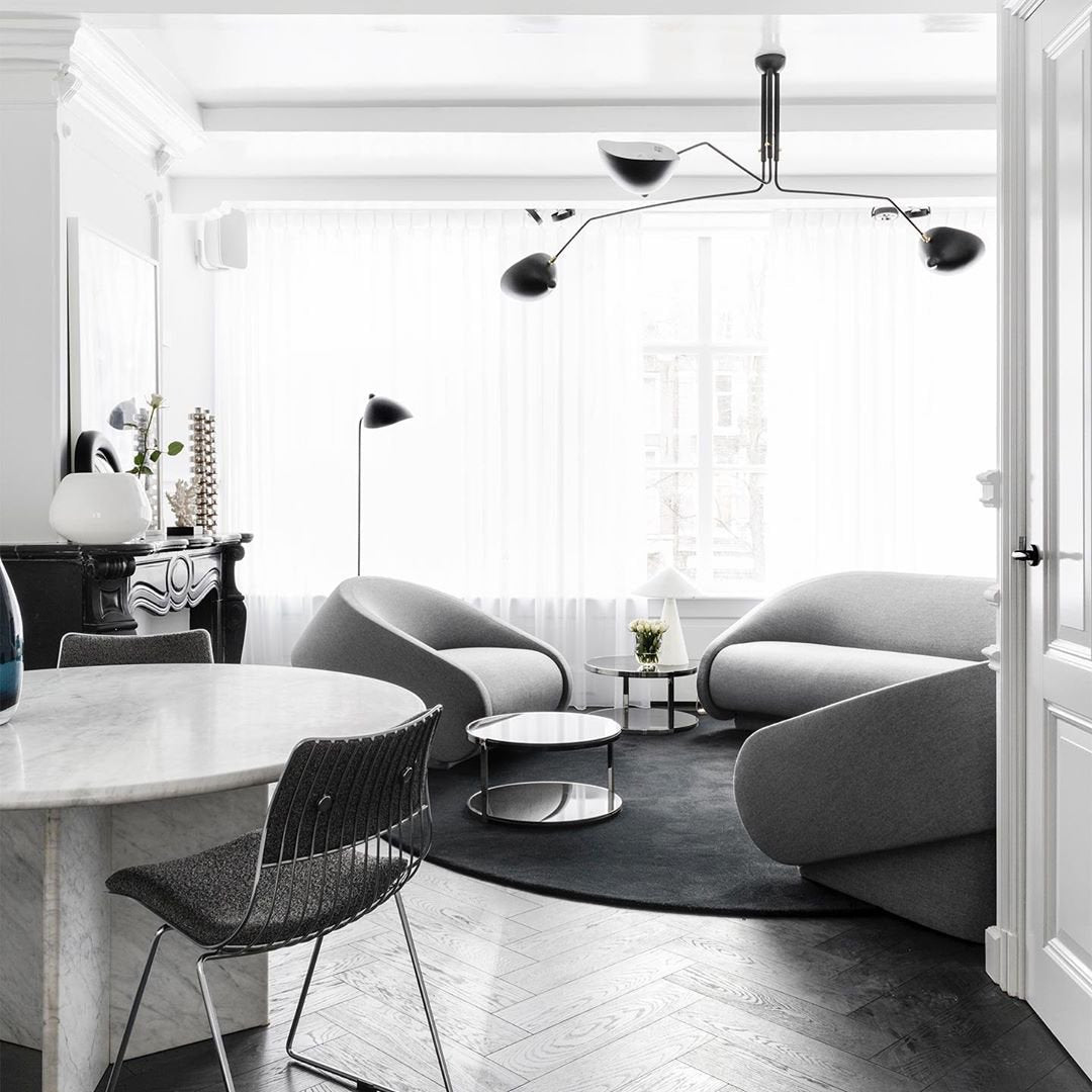 Plafondlamp Spider 3 Armen Mid-Century Modern Messing Verstelbaar Zwart Wit Grote Ruimte Restaurant Loft Stalen Armatuur Geïnspireerd Design | Sansoti