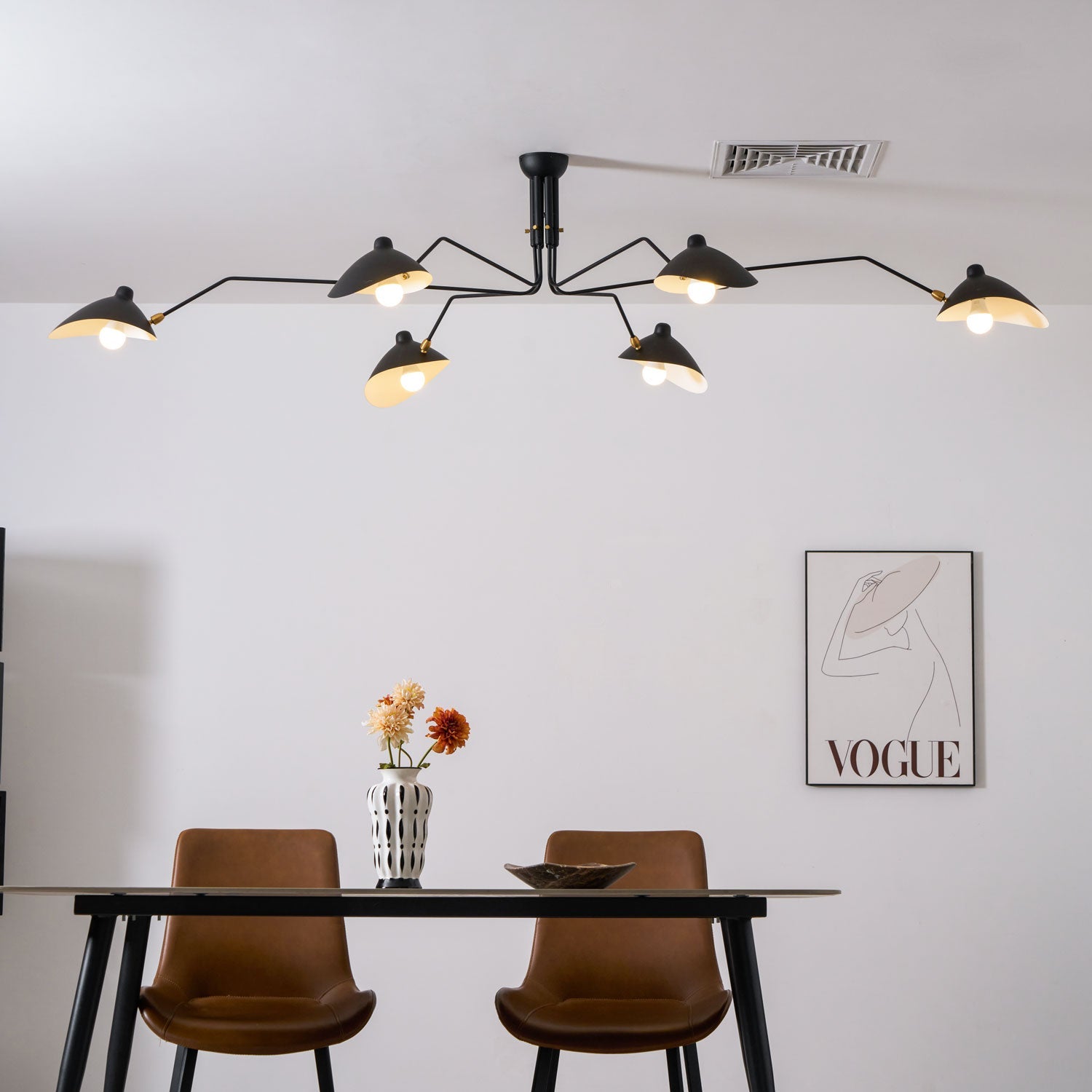 Plafondlamp Spider 3 Armen Mid-Century Modern Messing Verstelbaar Zwart Wit Grote Ruimte Restaurant Loft Stalen Armatuur Geïnspireerd Design | Sansoti