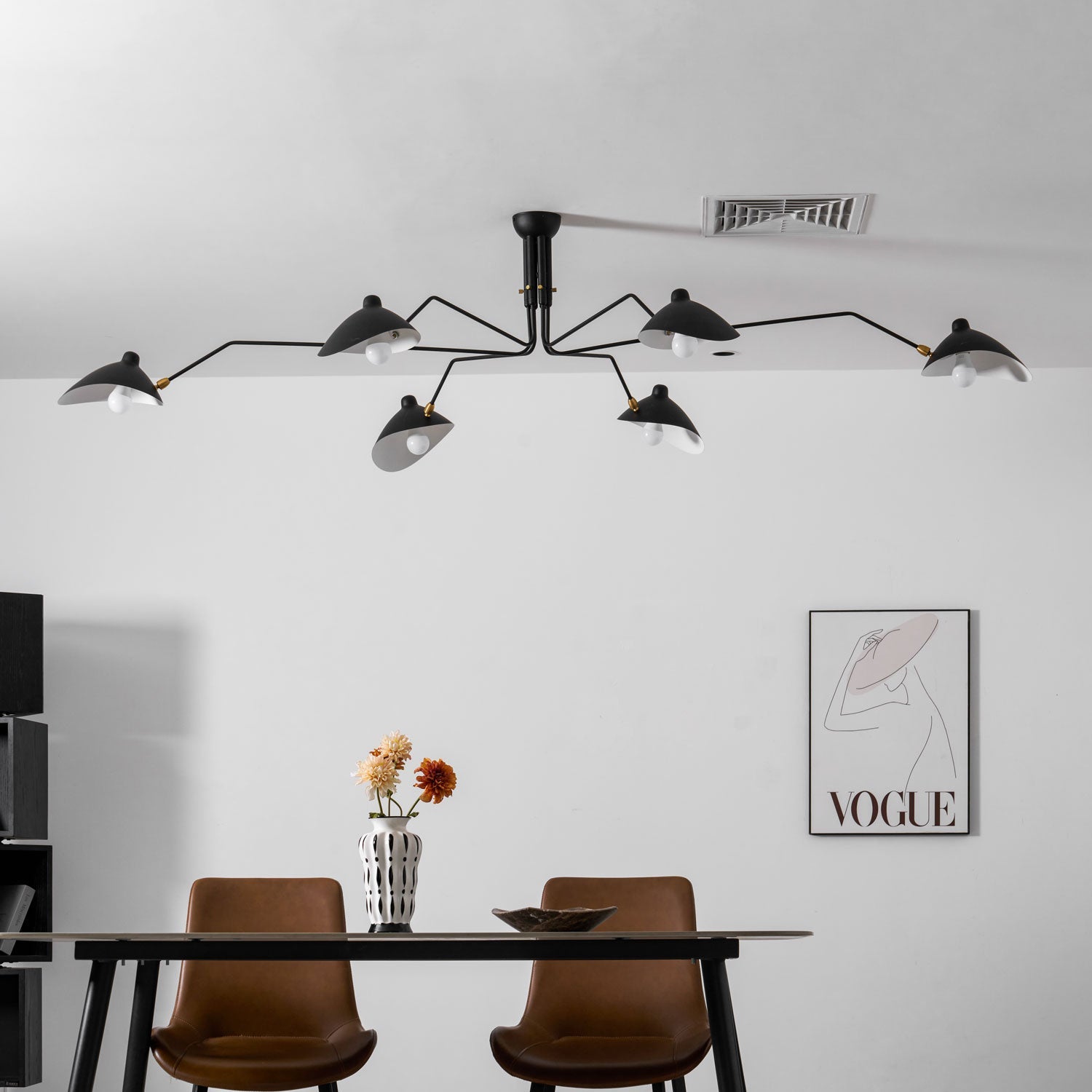 Plafondlamp Spider 3 Armen Mid-Century Modern Messing Verstelbaar Zwart Wit Grote Ruimte Restaurant Loft Stalen Armatuur Geïnspireerd Design | Sansoti