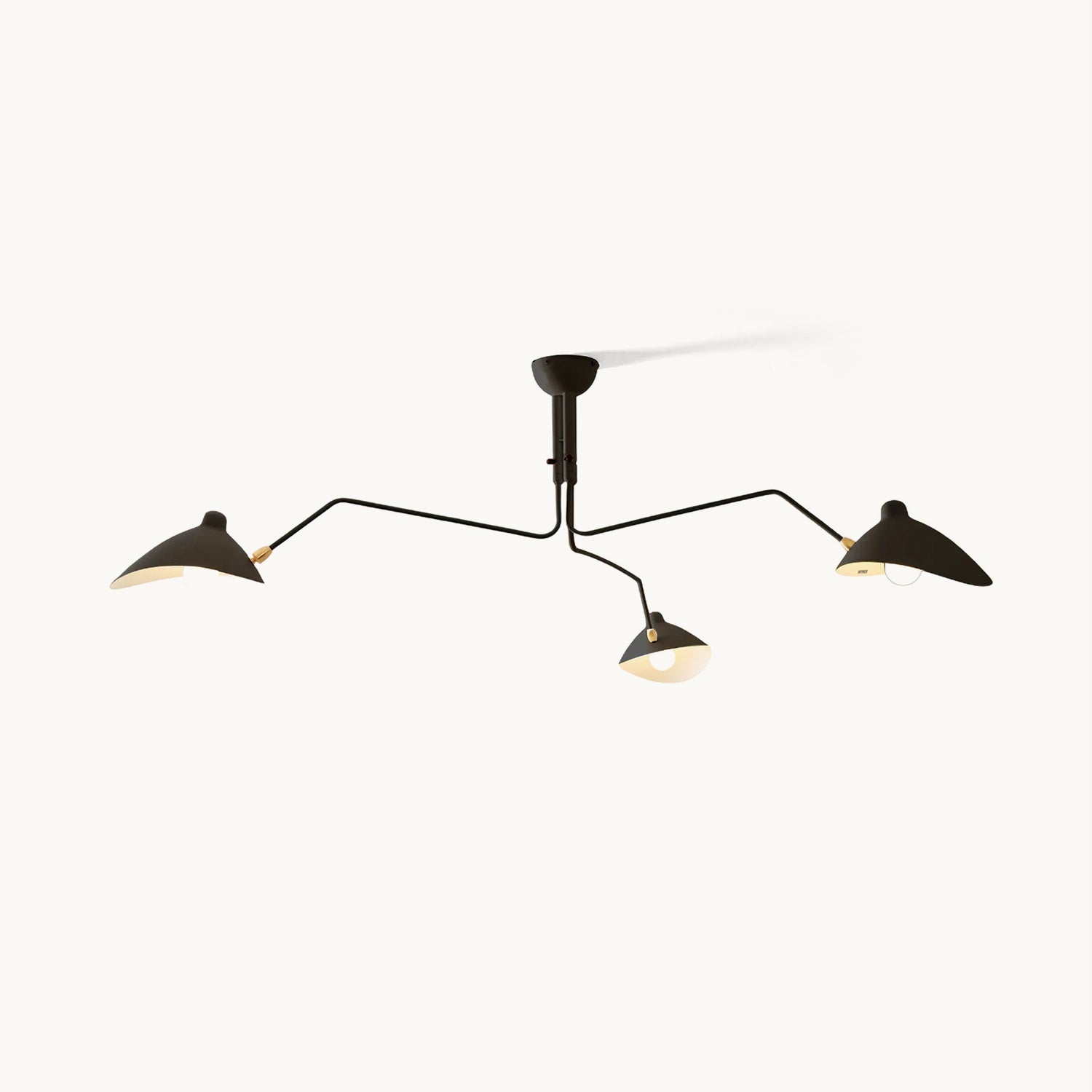 Plafondlamp Spider 3 Armen Mid-Century Modern Messing Verstelbaar Zwart Wit Grote Ruimte Restaurant Loft Stalen Armatuur Geïnspireerd Design | Sansoti