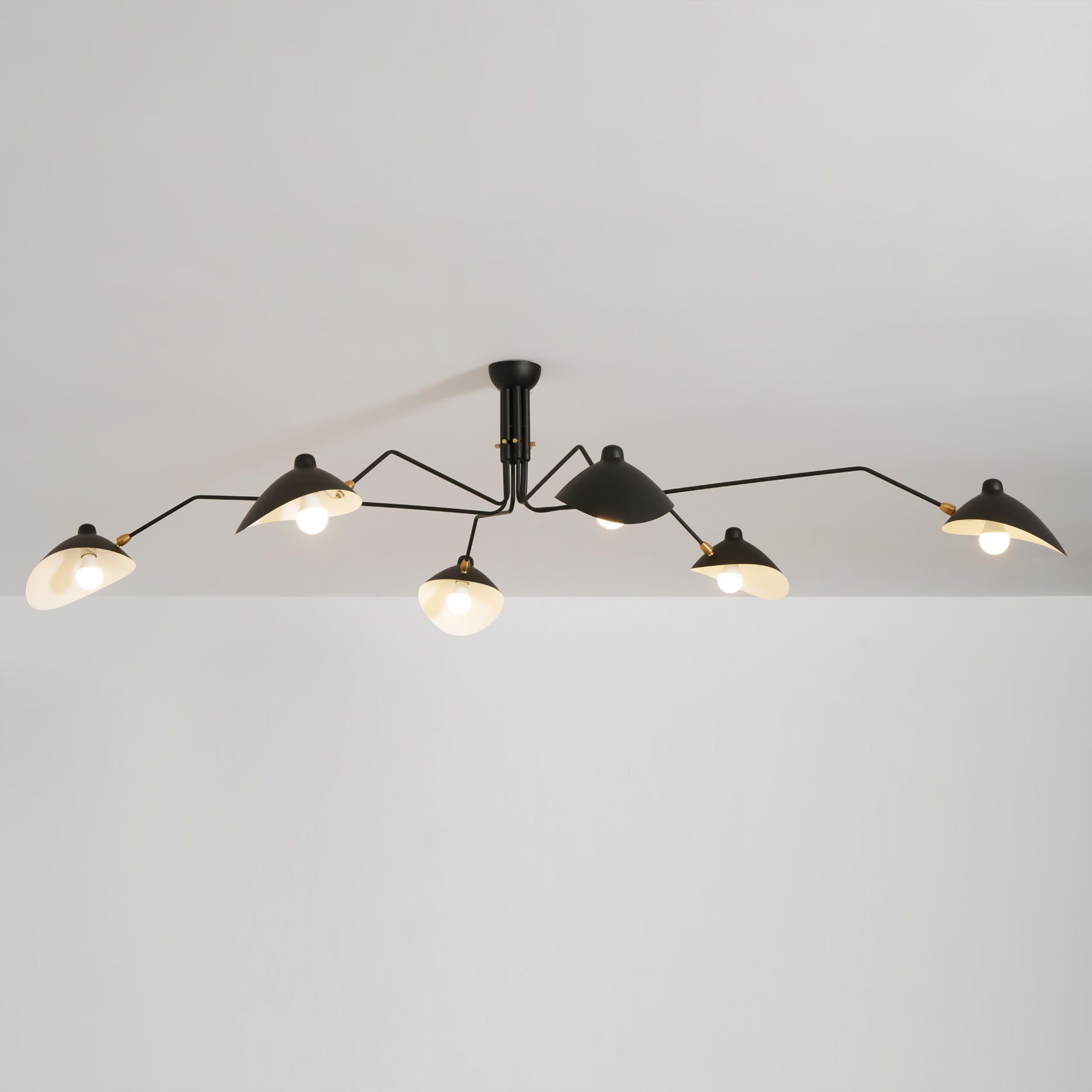 Plafondlamp Spider 3 Armen Mid-Century Modern Messing Verstelbaar Zwart Wit Grote Ruimte Restaurant Loft Stalen Armatuur Geïnspireerd Design | Sansoti
