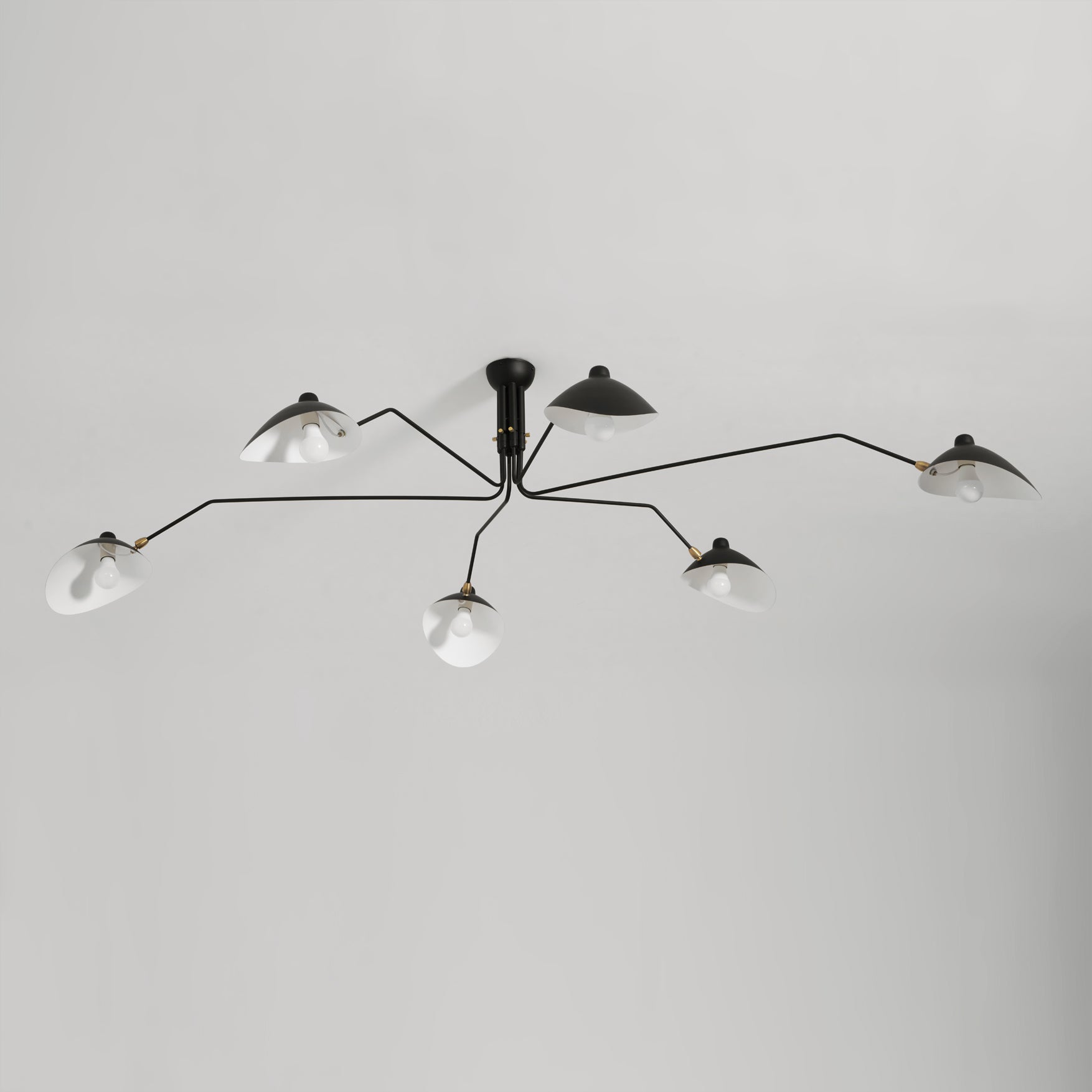 Plafondlamp Spider 3 Armen Mid-Century Modern Messing Verstelbaar Zwart Wit Grote Ruimte Restaurant Loft Stalen Armatuur Geïnspireerd Design | Sansoti