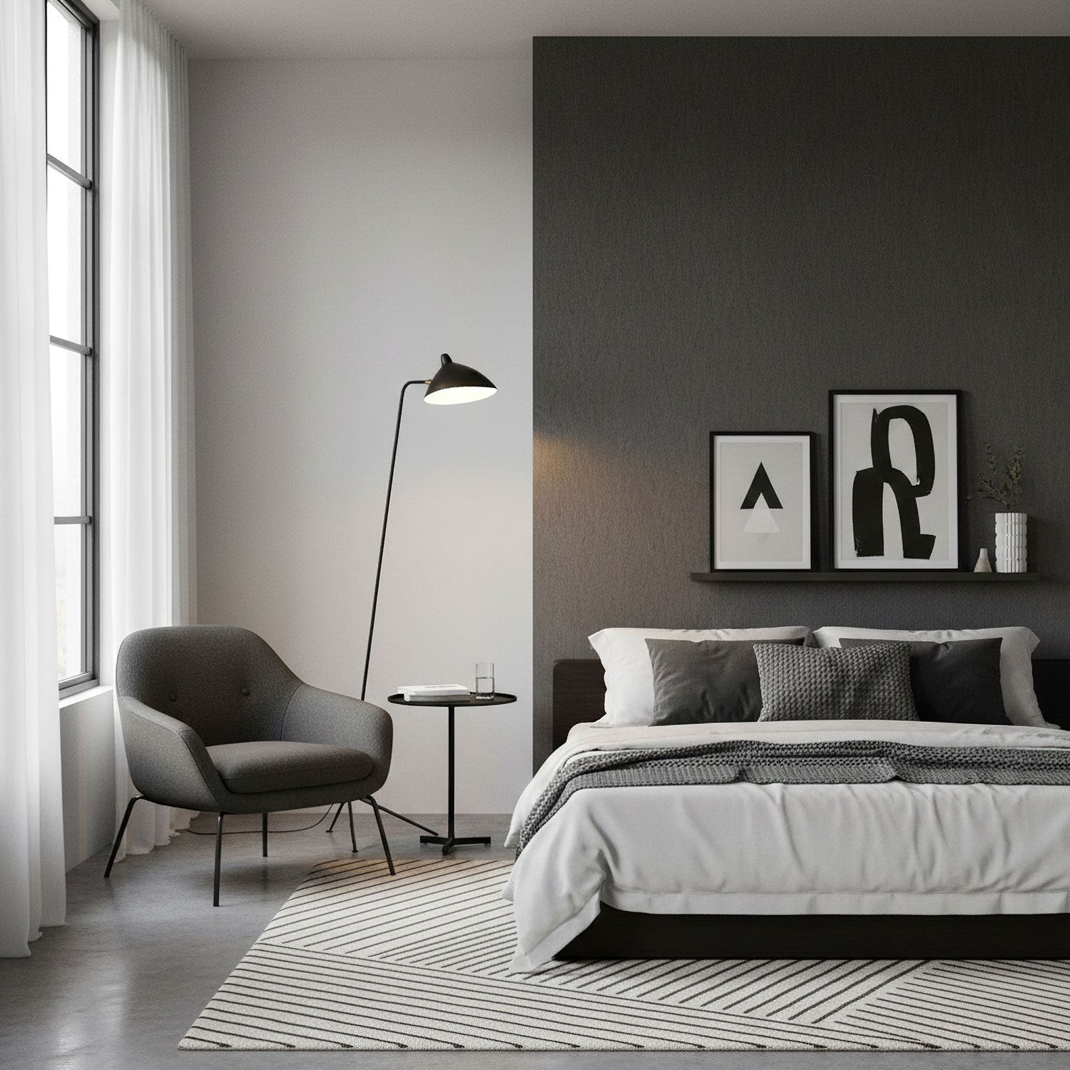 Industriële Vloerlamp Zwart Mat met Messing Accenten — Verstelbare Spot op Tripod Basis — E26/E27 fitting tot 40W — Scandinavisch Design voor Woonkamer & Leeshoek | Sansoti
