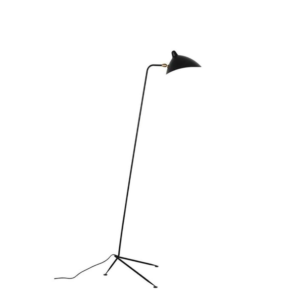 Industriële Vloerlamp Zwart Mat met Messing Accenten — Verstelbare Spot op Tripod Basis — E26/E27 fitting tot 40W — Scandinavisch Design voor Woonkamer & Leeshoek | Sansoti