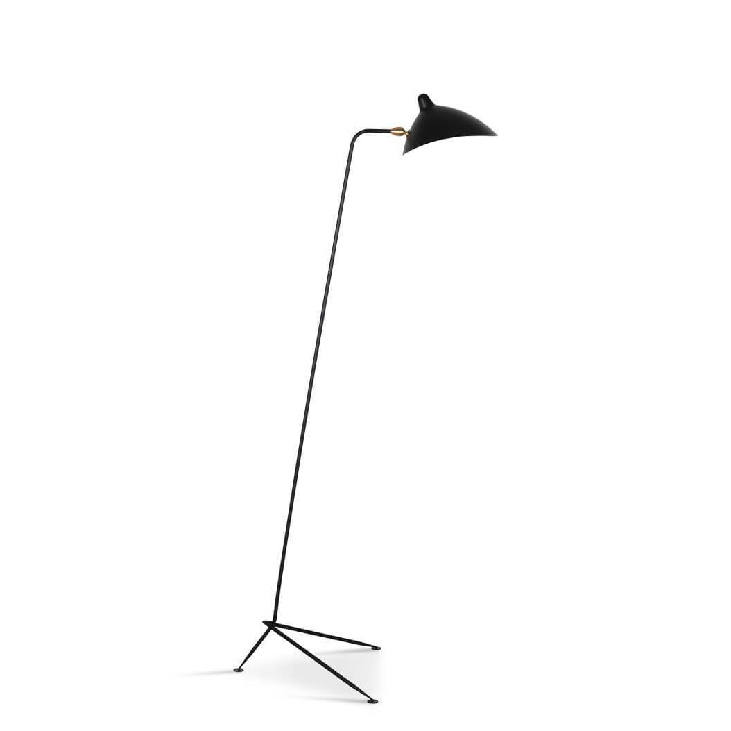 Industriële Vloerlamp Zwart Mat met Messing Accenten — Verstelbare Spot op Tripod Basis — E26/E27 fitting tot 40W — Scandinavisch Design voor Woonkamer & Leeshoek | Sansoti