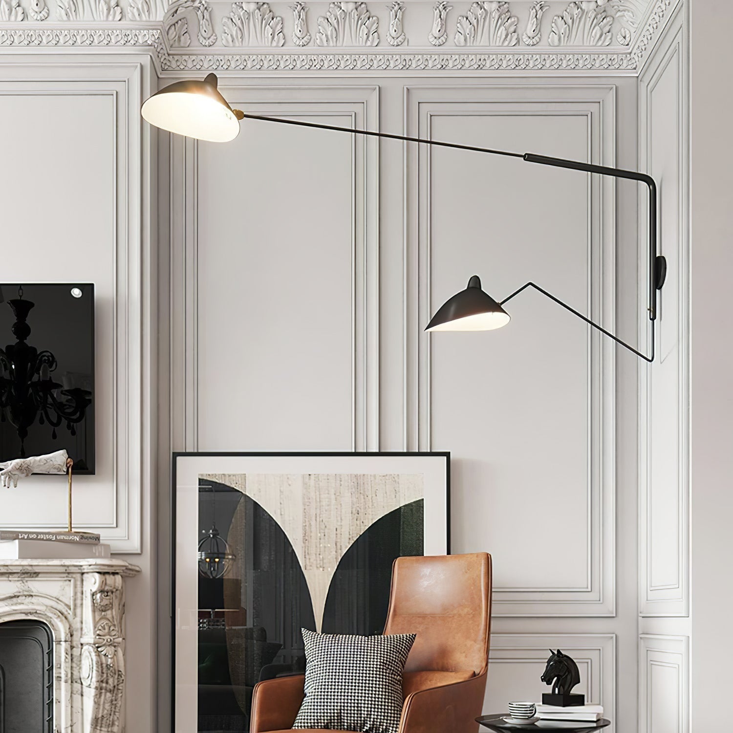 Wall Lamp with Adjustable Joint Arm Black Modern Design for Living Room Study Hallway | Sansoti