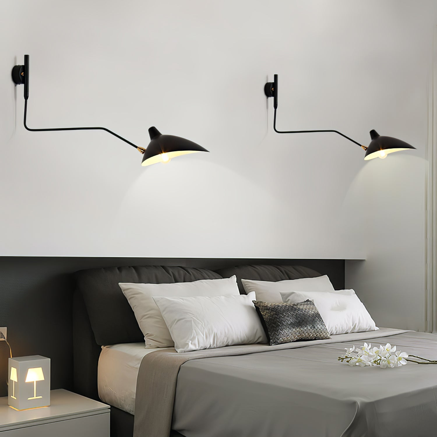 Wandlamp Verstelbaar Staal 1-Kops / 2-Kops 60-140 cm Modern Design Metaal Messing Chroom E26/E27 Fitting Instelbare Kap Richtbaar Licht Interieur | Sansoti