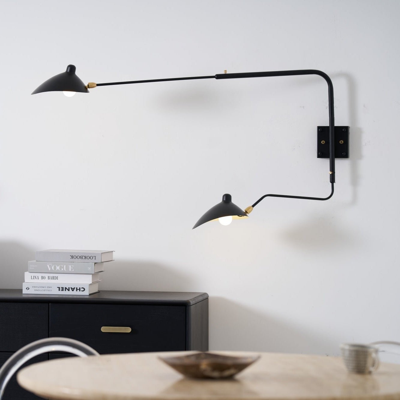 Wandlamp Verstelbaar Staal 1-Kops / 2-Kops 60-140 cm Modern Design Metaal Messing Chroom E26/E27 Fitting Instelbare Kap Richtbaar Licht Interieur | Sansoti