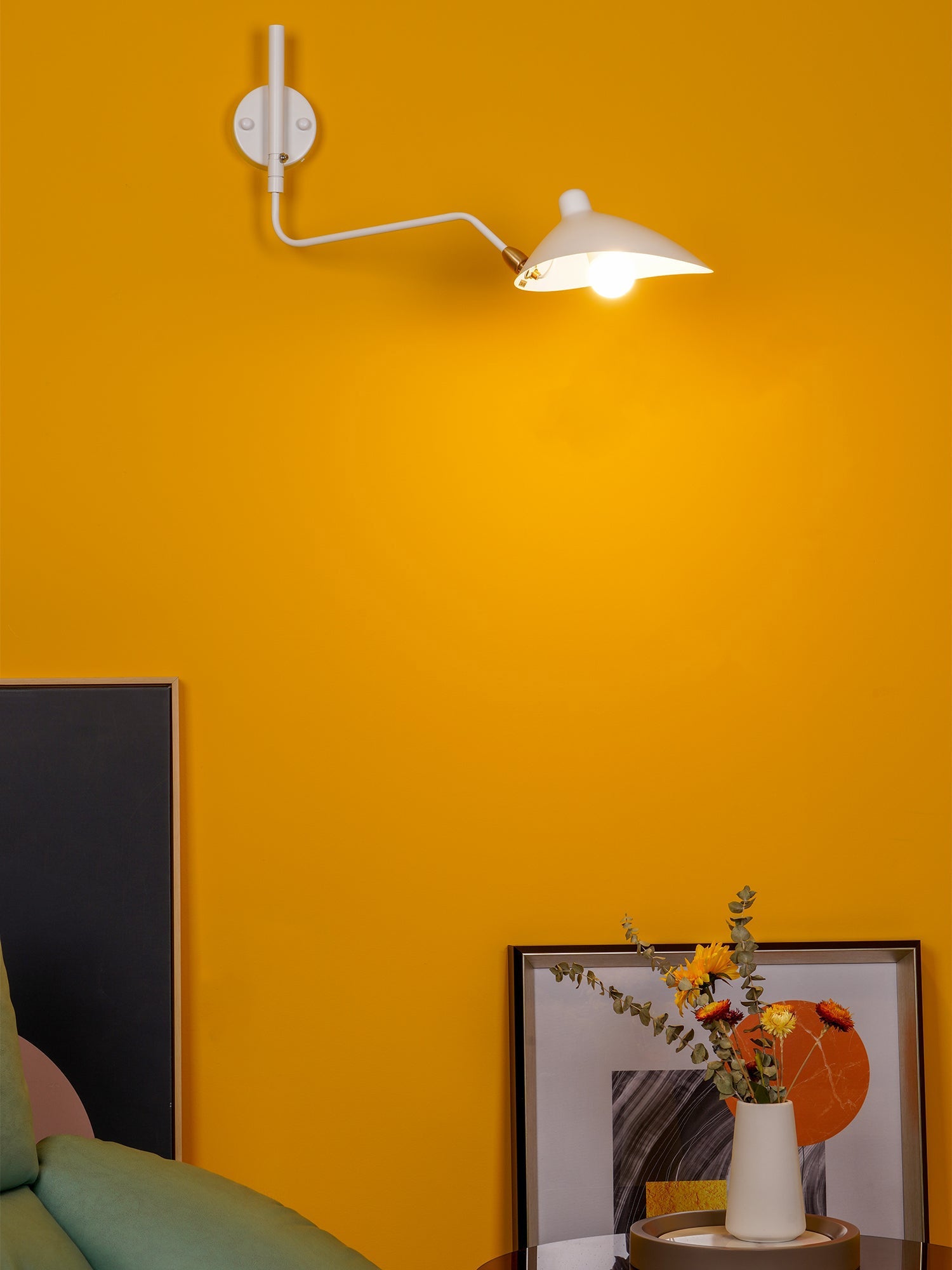 Wandlamp met verstelbare armen — industriële wandverlichting in aluminium en messing — vintage design — moderne wandlamp voor woonkamer slaapkamer | Sansoti