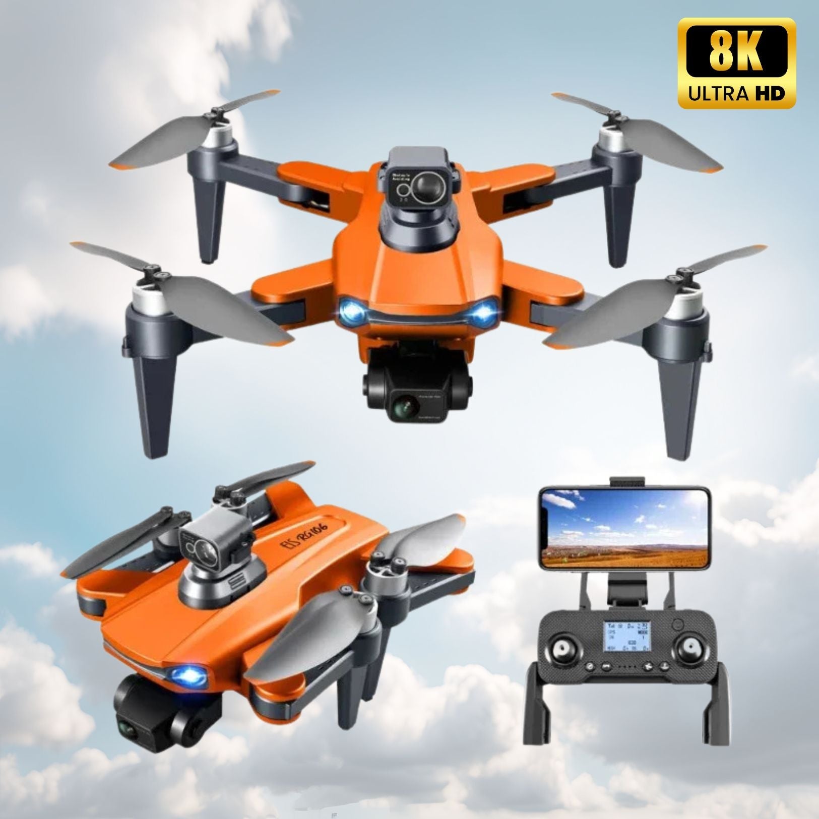 Professionele Camera Drone met 8K Dual Camera en GPS-stabilisatie – Borstelloze Motoren | Sansoti