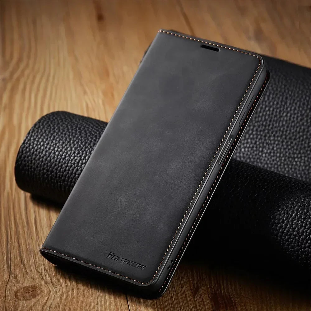 Magnetische Lederen Telefoonhoes Samsung – Stijlvolle Bescherming met Flip-Cover en Kaarthouder | Sansoti