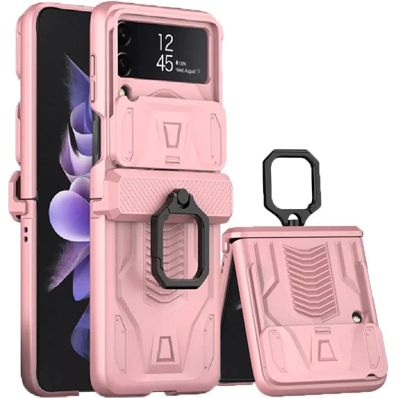 Magnetic Foldable Phone Case with Ring Holder for Z Flip 3 & 4 Flip Camera Shockproof Protective Case | Sansoti