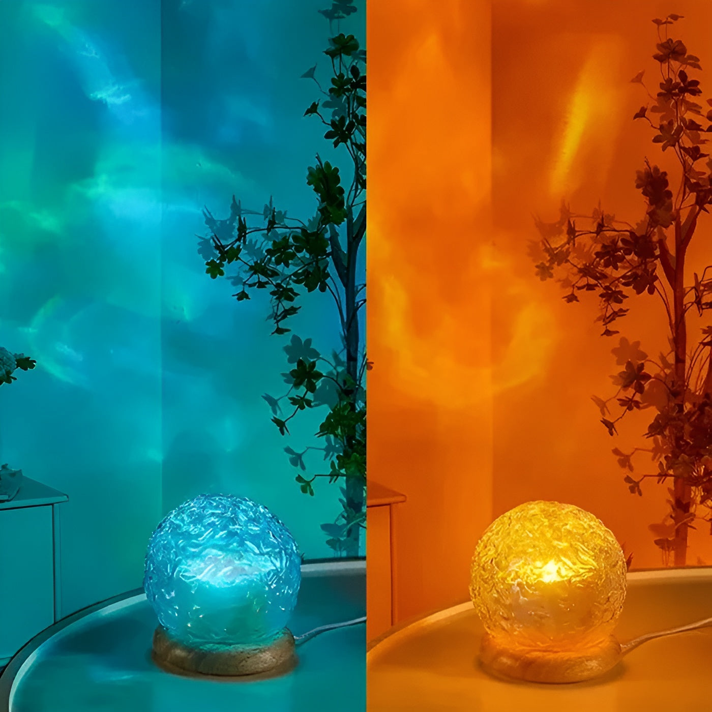 Lampe projecteur Projection d'ondes 360° Pivotante Dimmable USB Chambre Éclairage d'ambiance Boule de cristal Mur Plafond | Restfield