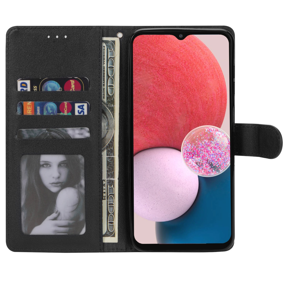 Lederen Telefoonhoes met Pasjeshouder Multifunctioneel Flip Design Magnetische Sluiting Beschermend Stijlvol | Sansoti