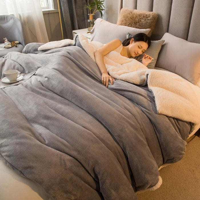 Wollplaid Decke | Warm & Weich | Wendbar | Für Bett, Sofa & Winter