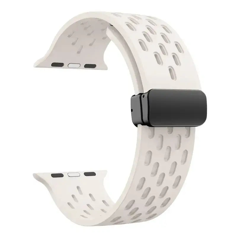 Atmungsaktives Silikonarmband für Smartwatches, magnetisch, 38–49 mm, verstellbar, Armband für Sport, aktive Freizeit und den täglichen Gebrauch | Sansoti