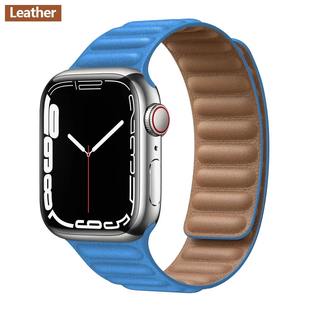 Lederarmband mit magnetischem Verschluss, 38–49 mm, verstellbares Smartwatch-Zubehör, stilvolles Armband | Sansoti