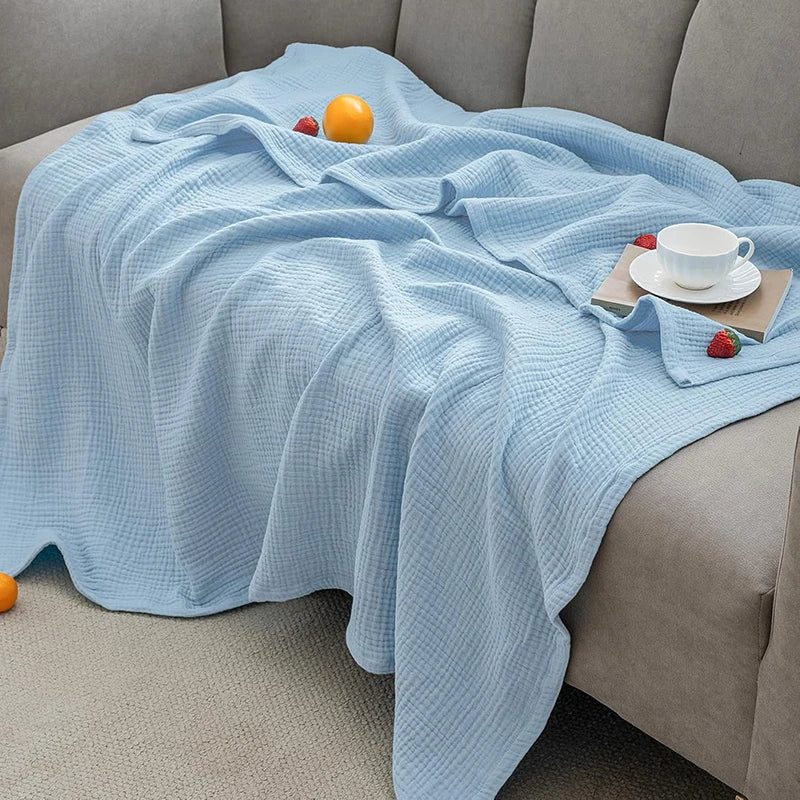 Gauze Blanket 100% Cotton Six-Layer Woven Blanket Breathable Lightweight Summer Blanket Bed Sofa Throw for Adults | Sansoti