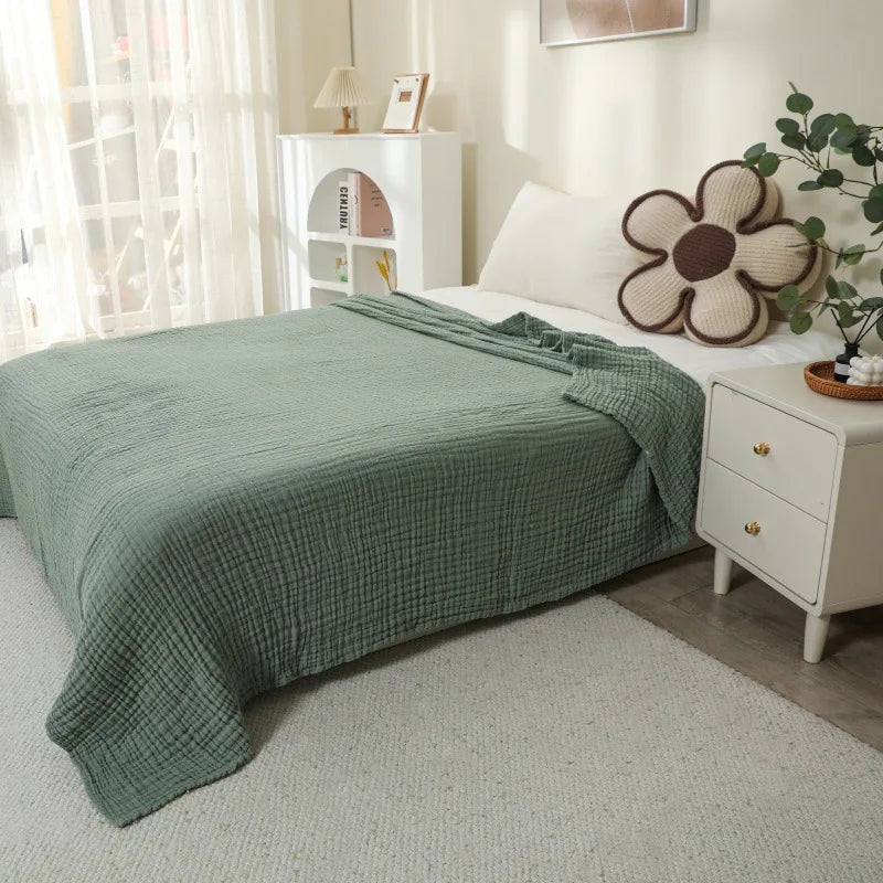 Six-Layer Muslin Cotton Blanket 150x200 cm Lightweight Gauze Weave Baby Child Adult Summer Throw Bedspread | Sansoti