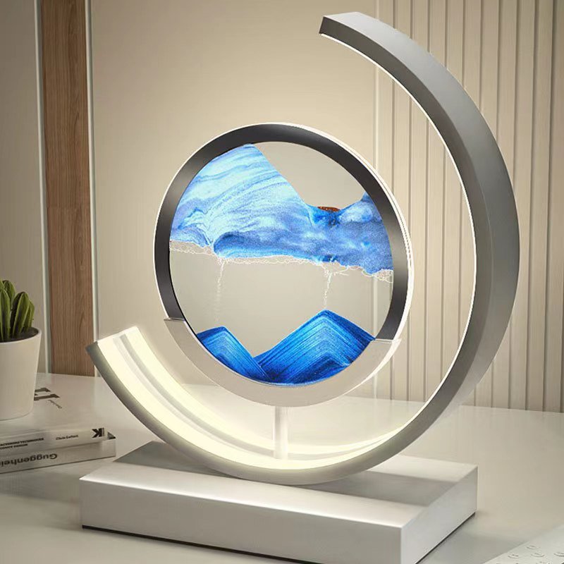 Lampe de table LED acrylique pivotante paysage de sable noir salon chambre lampe d'ambiance lampe de chevet lampe décorative | Restfield