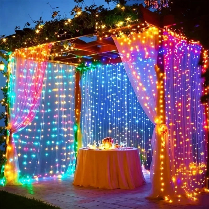 Guirlande lumineuse LED pour rideau USB, 8 modes d’éclairage, blanc chaud, rose, bleu, éclairage d’ambiance, fêtes, chambre, jardin, décoration de Noël | Sansoti