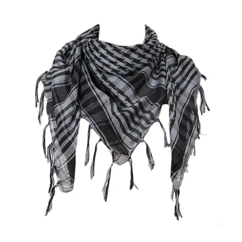 Bufanda de punto tradicional 100x100 cm con flecos para hombre y mujer, cálida y cómoda, de tejido suave para el invierno | Sansoti