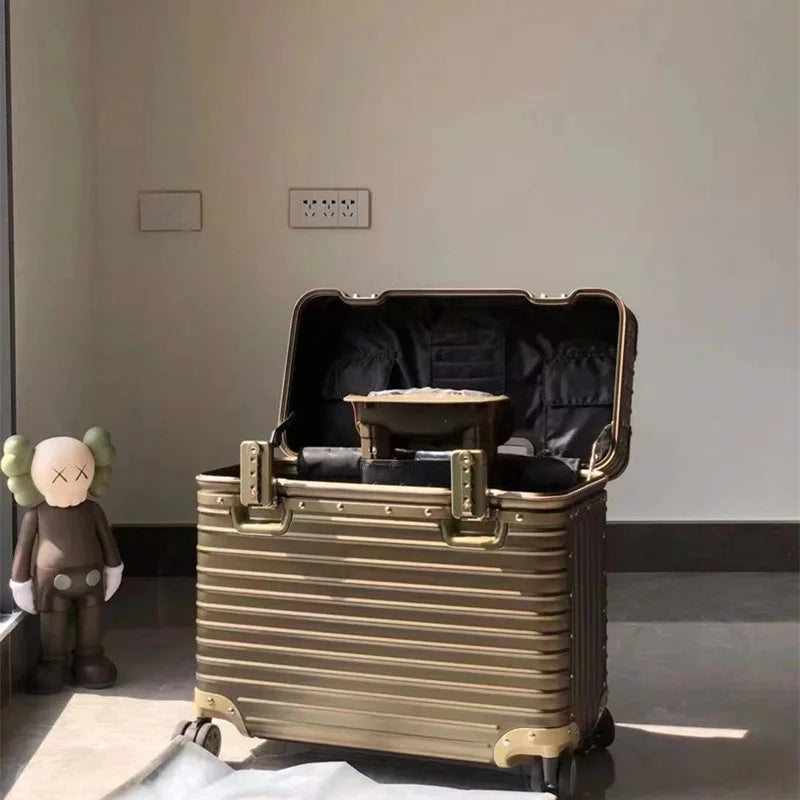 Valise rigide de voyage en aluminium-magnésium, serrure TSA, roues à 360°, bagage cabine, vacances, voyage d’affaires, trolley | Sansoti