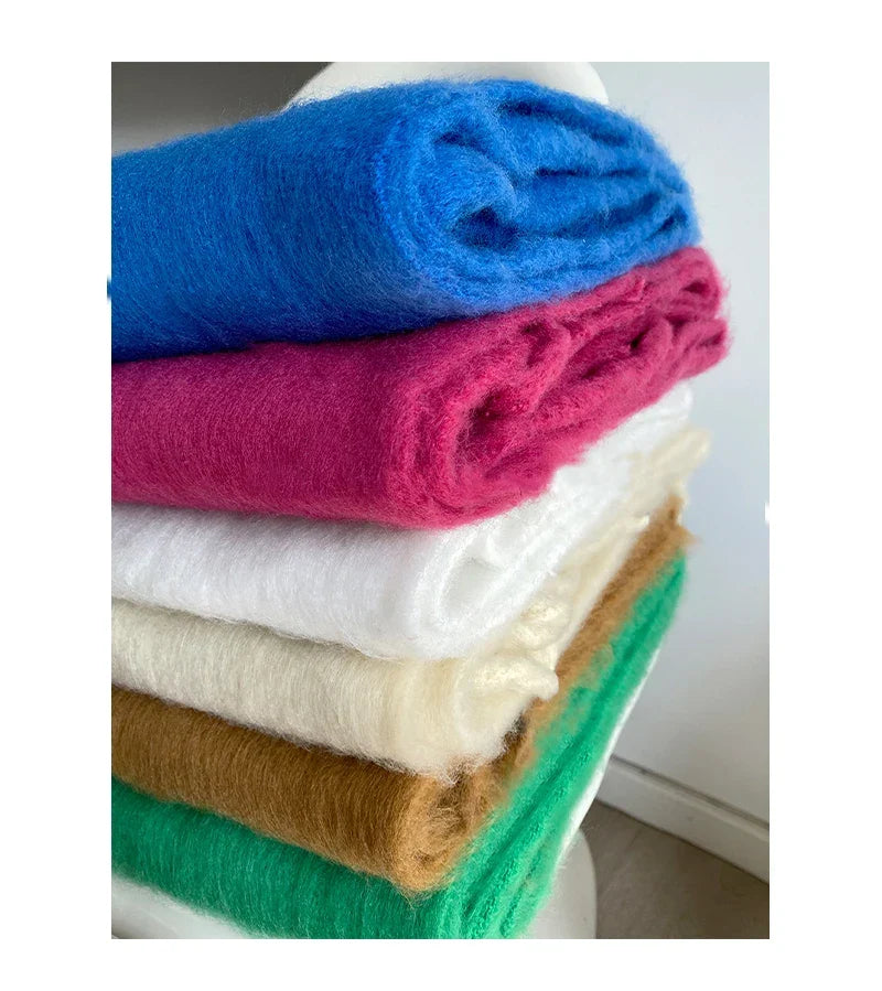 Pashmina-Winterschal mit Fransen 190x50cm Einfarbiges Kaschmir-Woll-Umhängetuch Warmer Strickschal Damen Herren