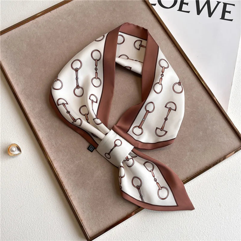 Satin Scarf with Animal Print 76x13cm Versatile Neck Ribbon Accessory for Everyday and Festive Use | Sansoti