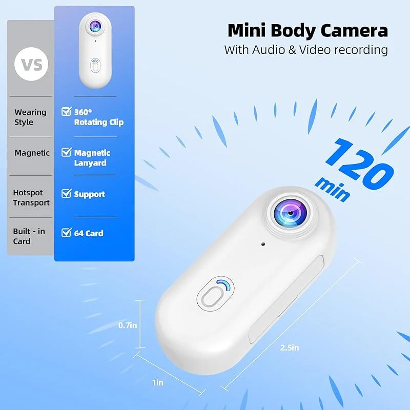Compacte 4K WiFi Actiecamera – Magnetische Bevestiging, Waterdicht tot 30m, Ultra-Licht Bodycam voor Sport en Vlogging | Sansoti