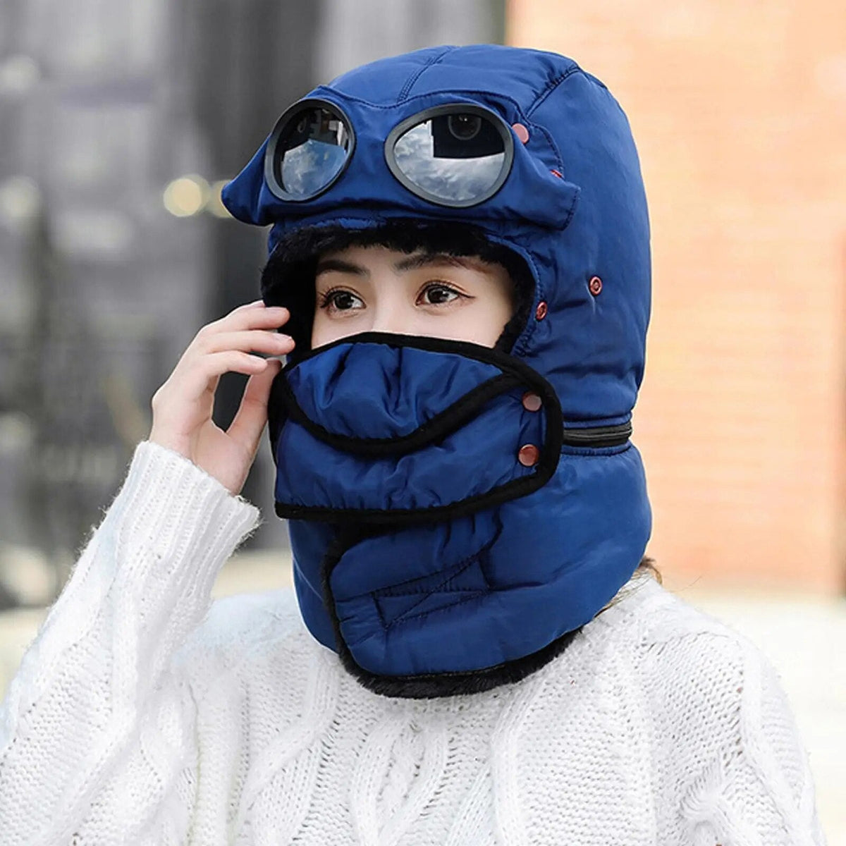 Bonnet thermique coupe-vent avec protection du visage, couvre-chef d’hiver pour activités en plein air, ski, snowboard et sport | Sansoti