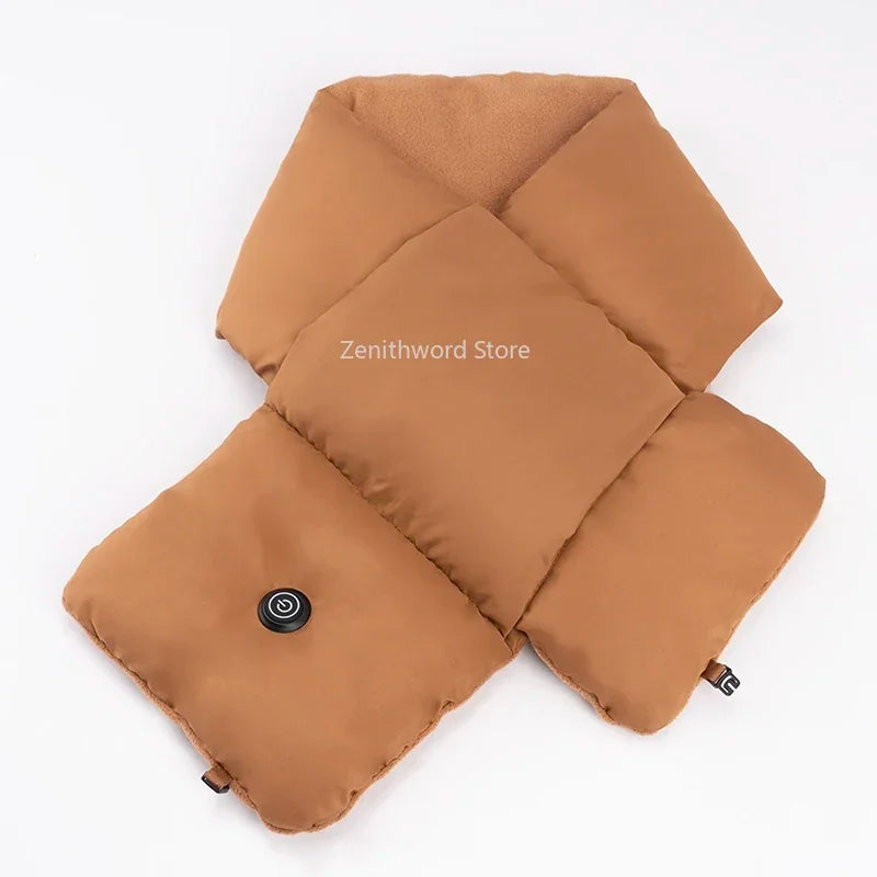 Chauffe-cou chauffant rechargeable par USB, col en peluche, accessoire d’hiver unisexe, écharpe thermique pour l’extérieur | Sansoti