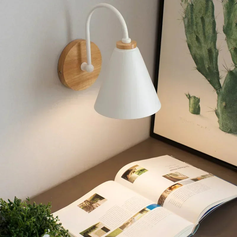 Applique murale scandinave fer bois noir blanc E27 LED Chambre Salon Bureau Style minimaliste nordique | Restfield