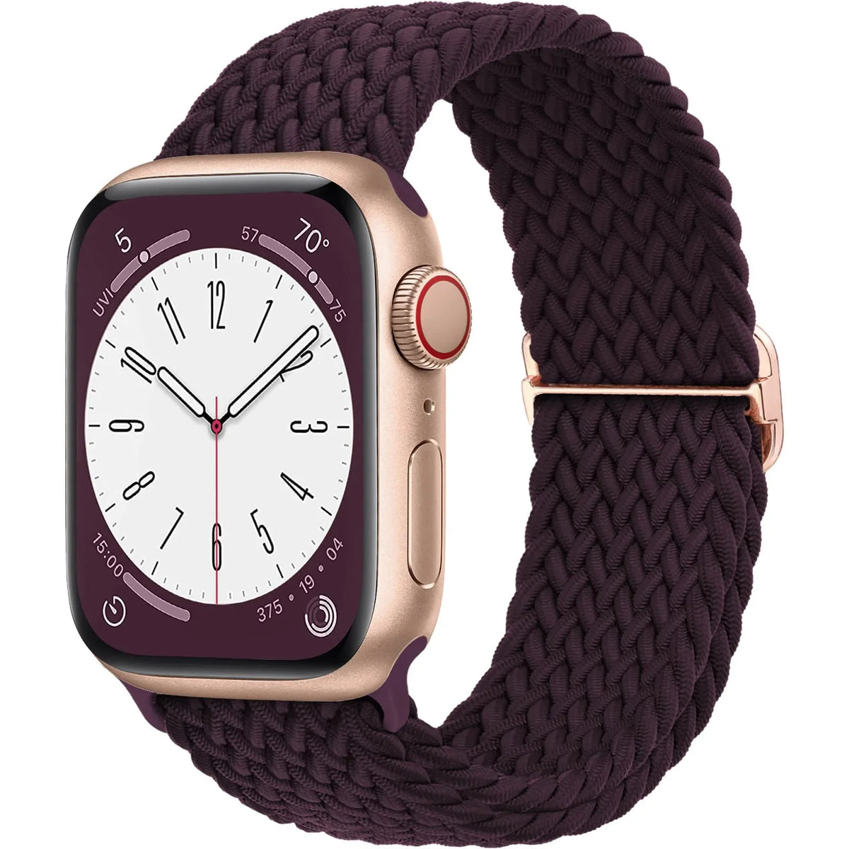 Elastisch gevlochten nylon smartwatch-bandje, 38–49 mm, verstelbaar en ademend, sportband voor Apple Watch | Sansoti