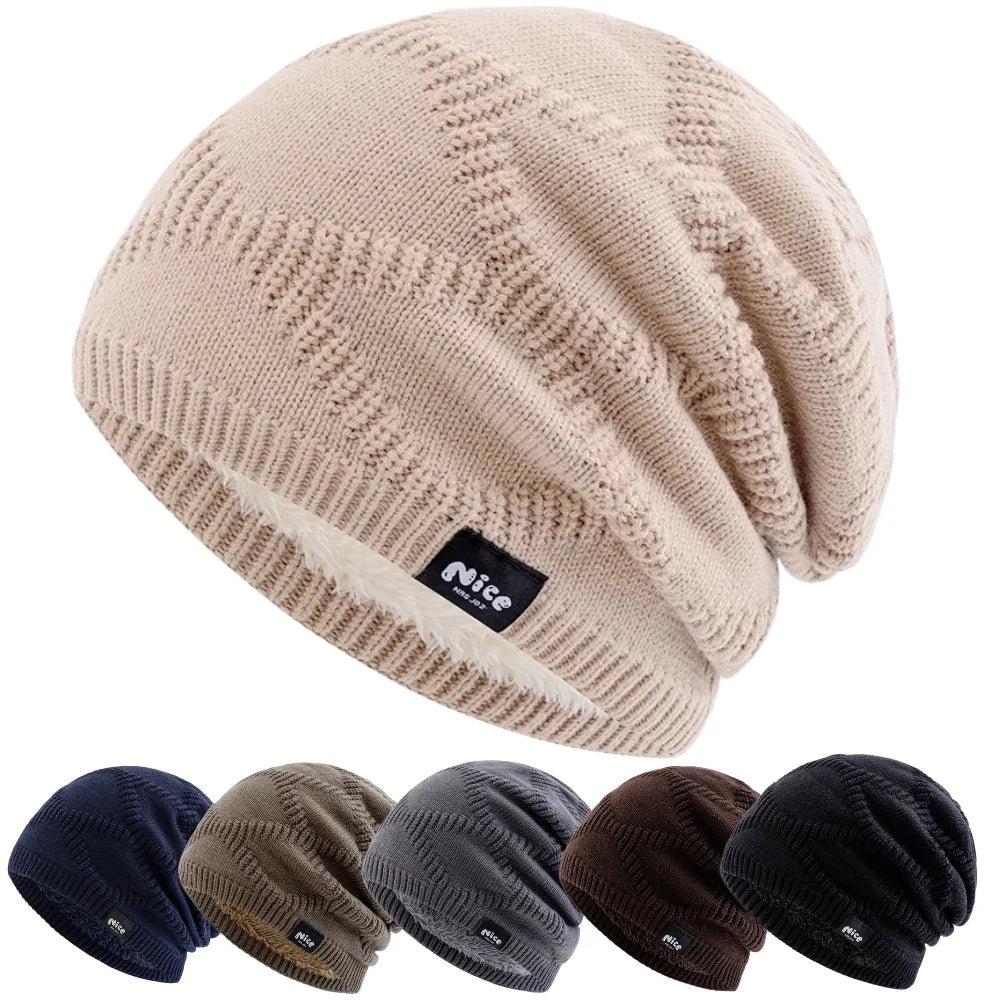 Unisex, losvallende gebreide muts voor dames en heren, met een zachte, warme voering van fleece, een stijlvolle wintermuts voor dagelijks gebruik buitenshuis, een perfect cadeau voor de winter.