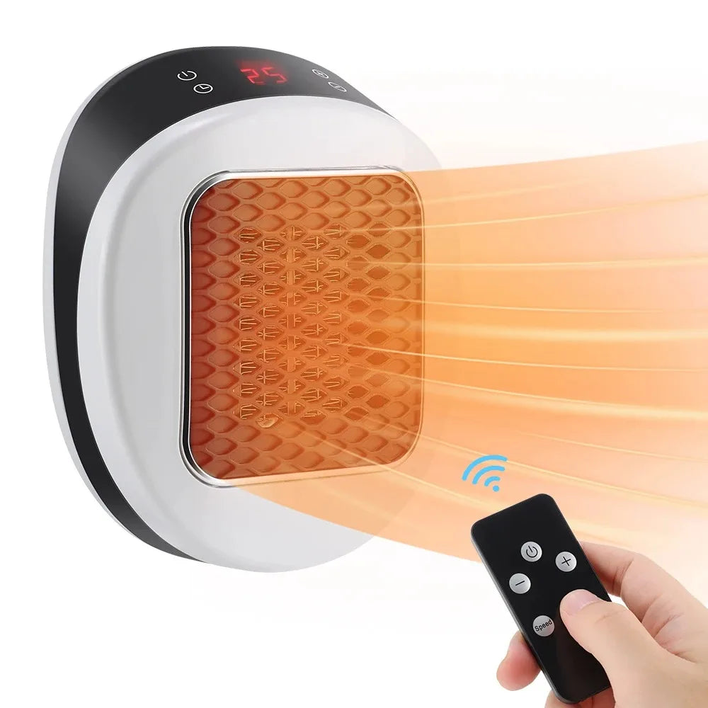 Compact Plug-in Heater 600W with Remote Control, Timer and LED Display for Bedroom and Office | Sansoti