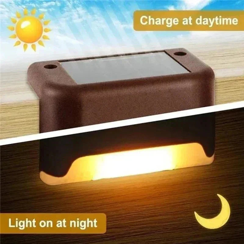 Zonnetuinlampjes Set 8 Stuks Trapverlichting Automatisch Warm of Koud Licht LED 0,5W PVC Waterdicht voor Trappen Terrassen Tuinpaden Zonne-energie Draadloos Schemeringssensor | Sansoti