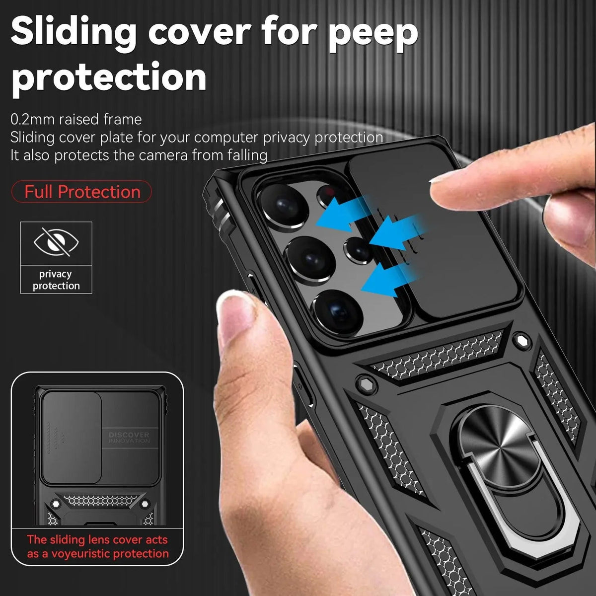 Protective Smartphone Case with Stand and Camera Protection for Galaxy S23 Series Black Blue Gold Protective | Sansoti