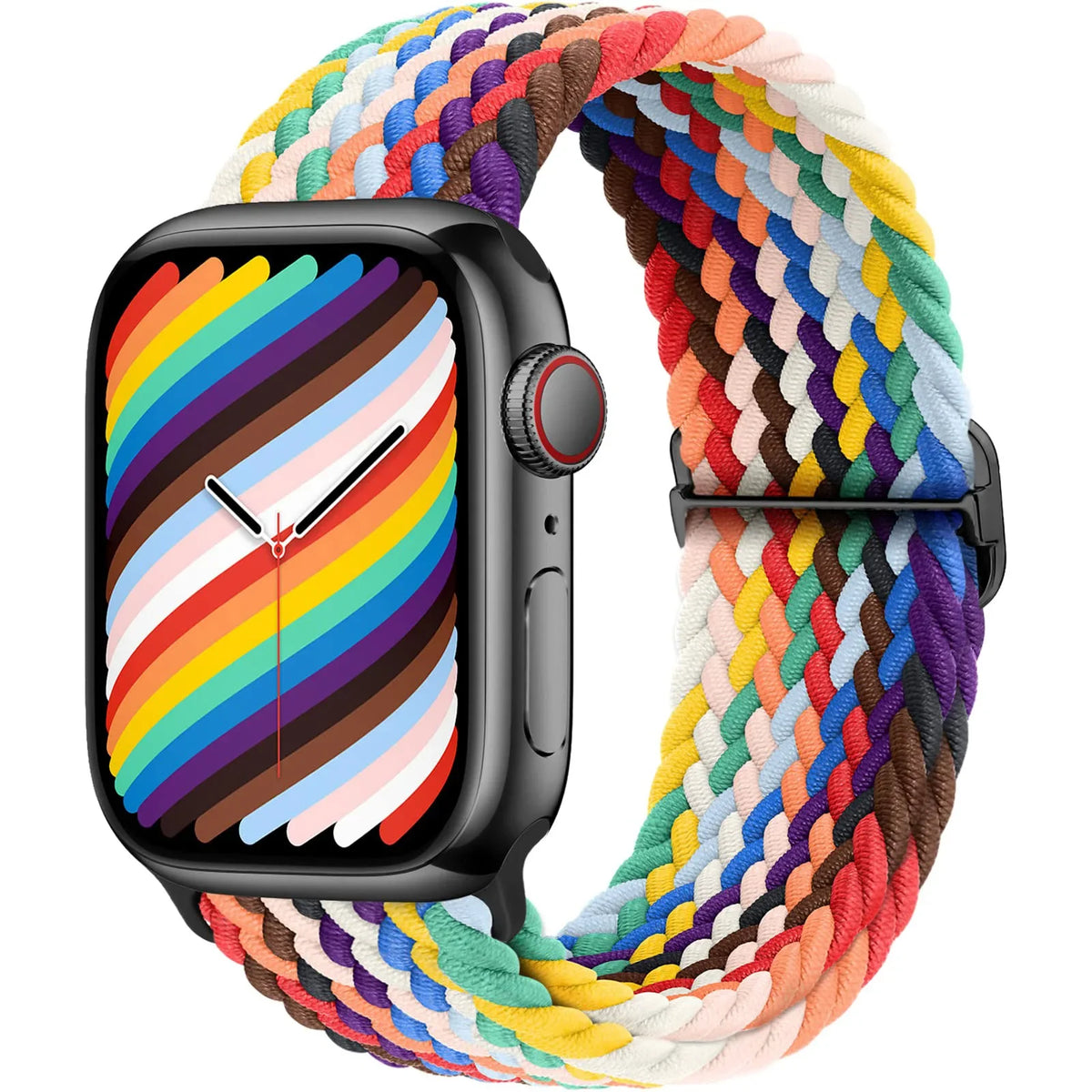 Elastisch gevlochten nylon smartwatch-bandje, 38–49 mm, verstelbaar en ademend, sportband voor Apple Watch | Sansoti