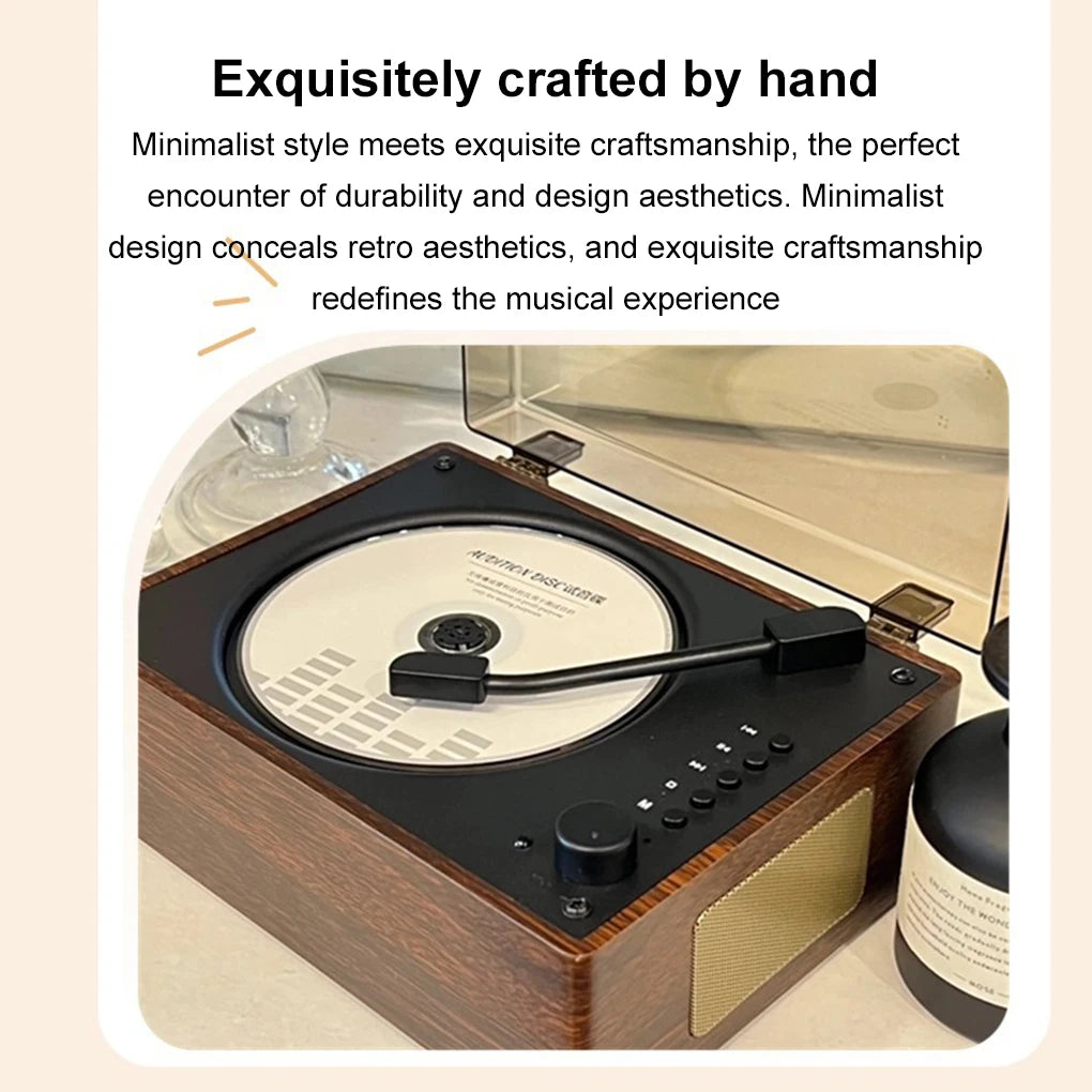 Lecteur CD rétro Bluetooth 5.1 Portable Bois USB AUX Salon Chambre Lecteur musical Rechargeable Télécommande Vintage | Restfield