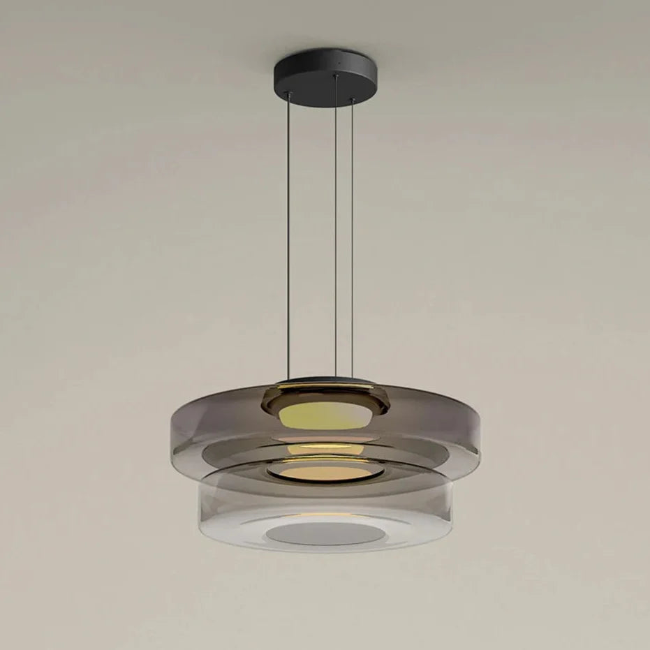 Glazen Hanglamp Gelaagd Scandinavisch Design Transparant Rookgrijs Amber Groen Verstelbaar Eettafel Woonkamer | Sansoti