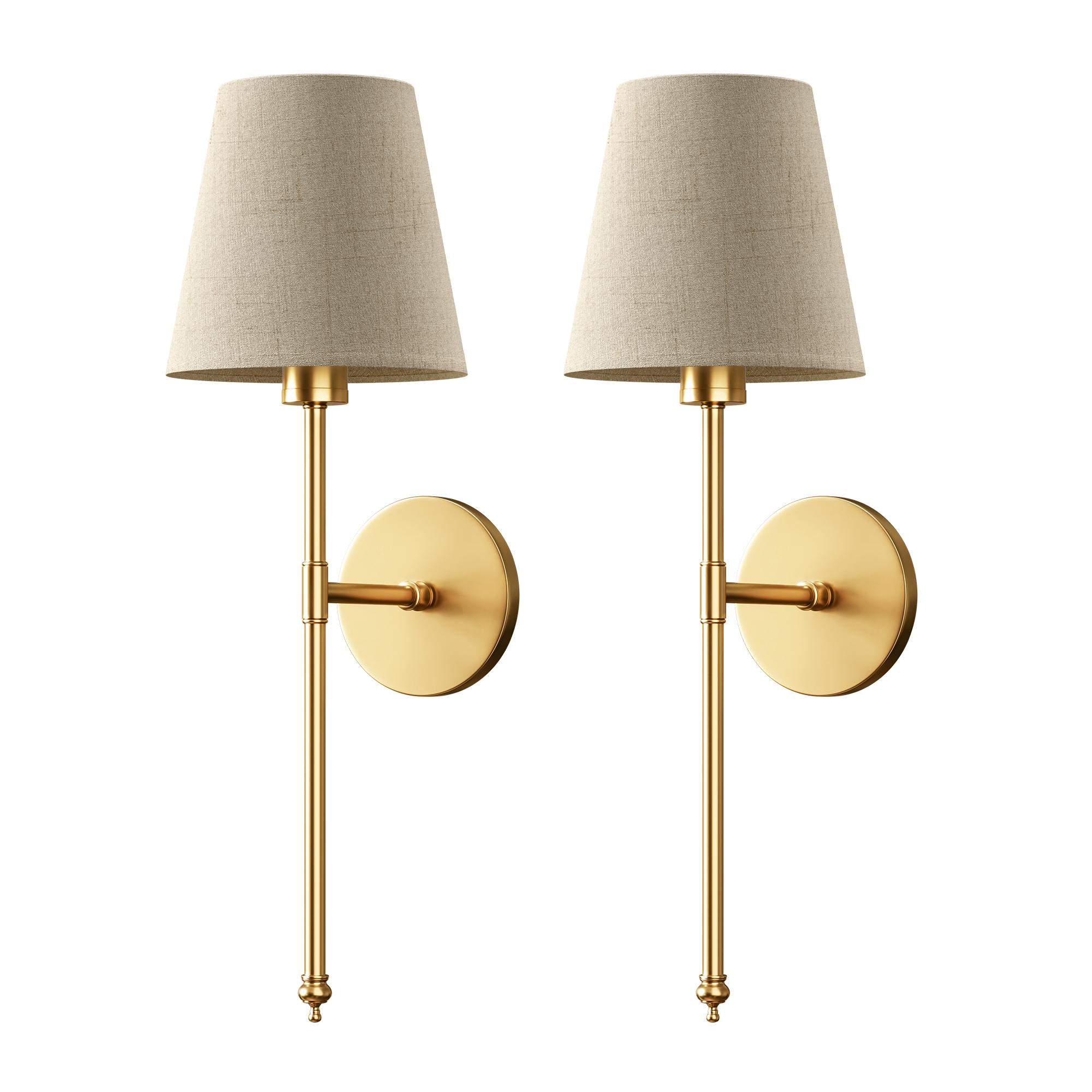 Wandlampe Gold Leinen Schirm Set 2 Kabellos Fernbedienung Dimmbar RGB Schlafzimmer Wohnzimmer | Restfield