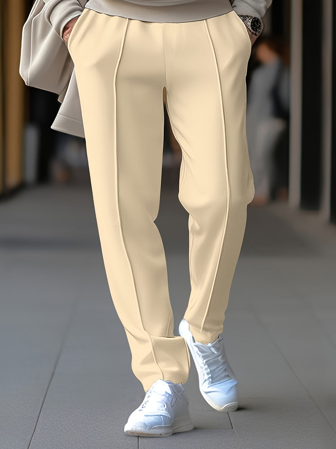 Pantalon heren met trekkoord en siernaden - Strakke pasvorm - Casual en smart-casual broek voor elke dag | Sansoti