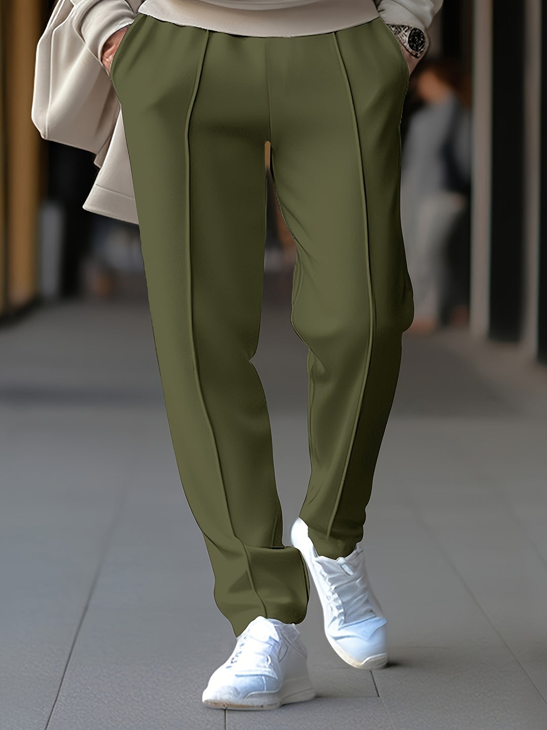 Pantalon heren met trekkoord en siernaden - Strakke pasvorm - Casual en smart-casual broek voor elke dag | Sansoti