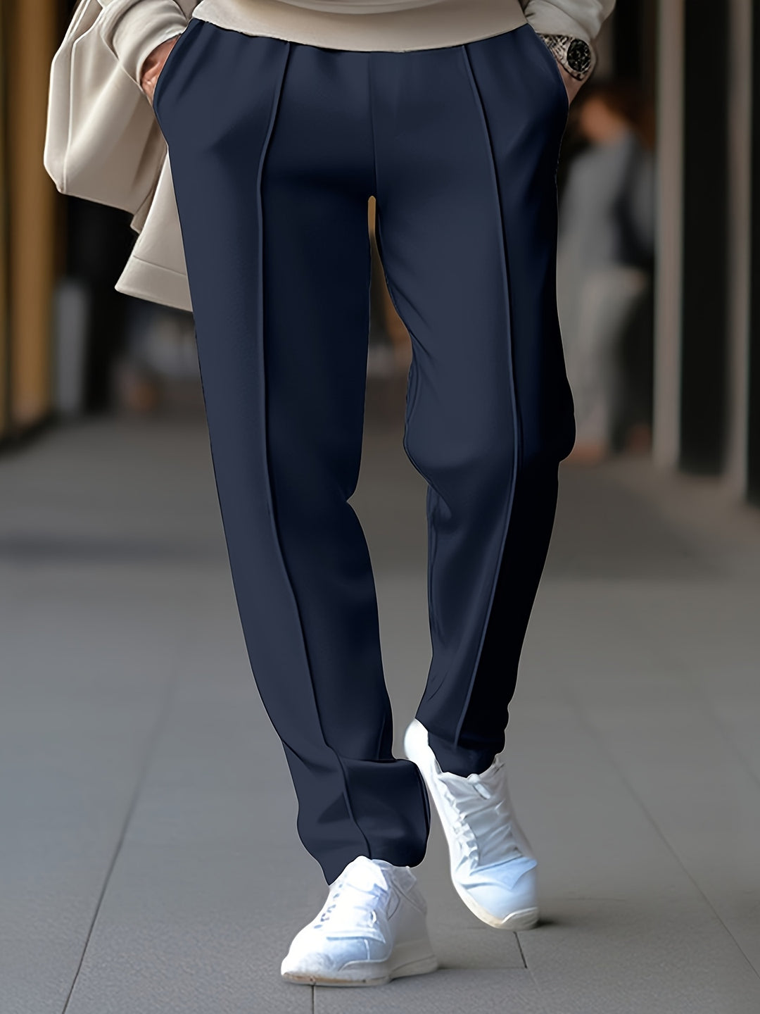 Pantalon heren met trekkoord en siernaden - Strakke pasvorm - Casual en smart-casual broek voor elke dag | Sansoti