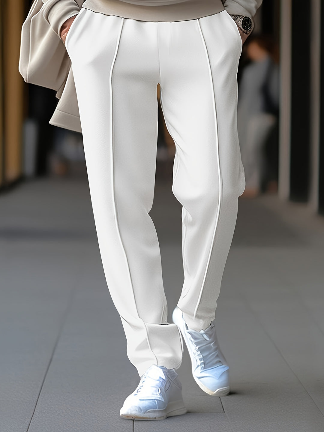 Pantalon heren met trekkoord en siernaden - Strakke pasvorm - Casual en smart-casual broek voor elke dag | Sansoti