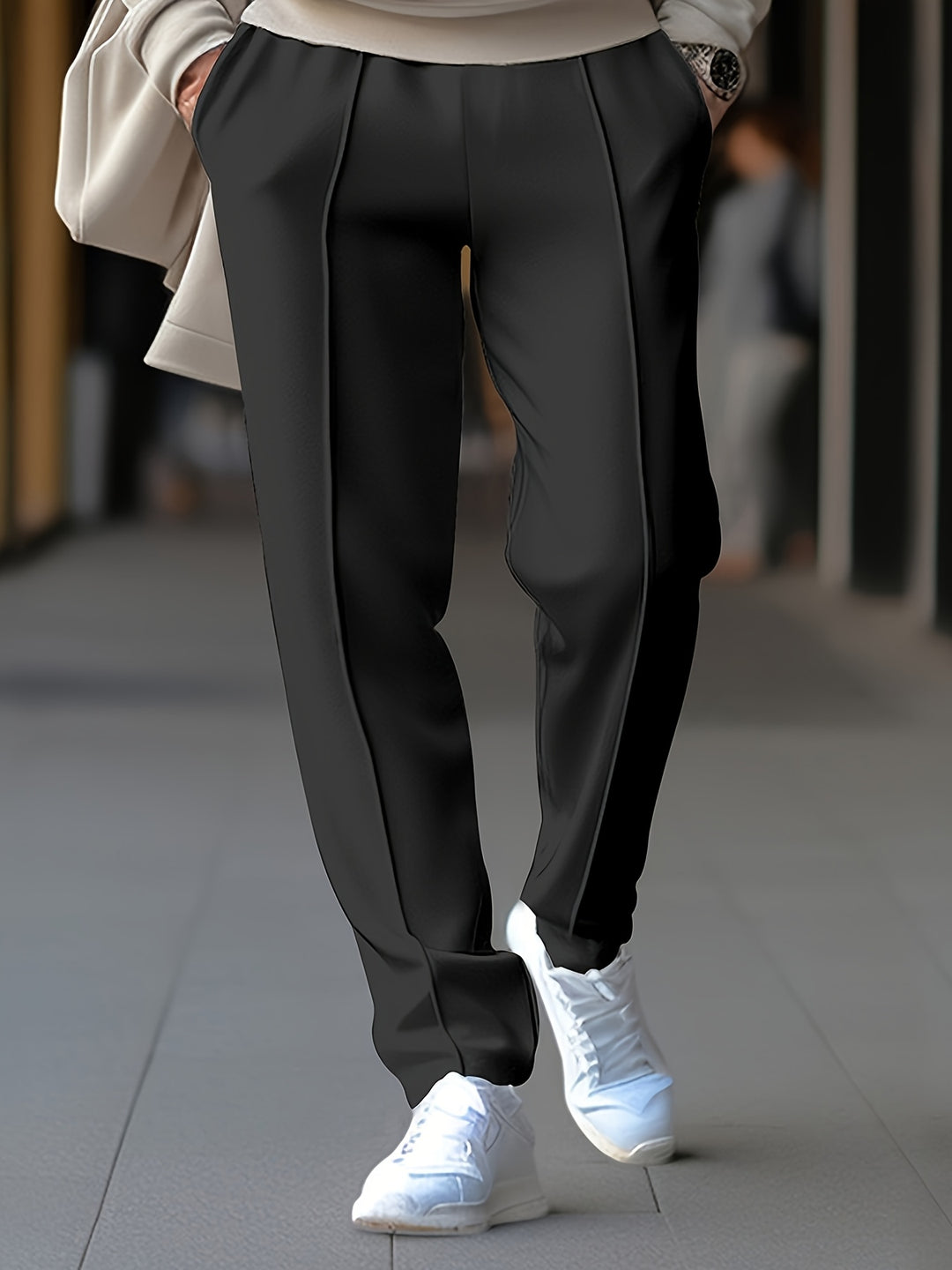 Pantalon heren met trekkoord en siernaden - Strakke pasvorm - Casual en smart-casual broek voor elke dag | Sansoti